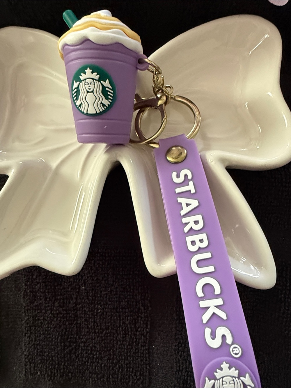 Starbucks Lavender Cup Keychain with Green Logo